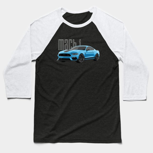 MACH 1 Mustang GT 5.0L V8 Performance Car Grabber Blue Baseball T-Shirt by cowtown_cowboy